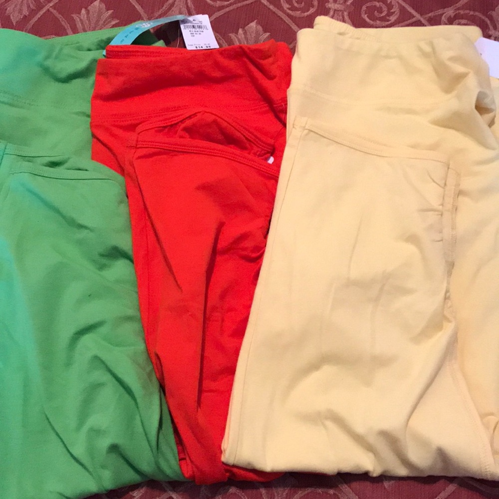 3 pairs yellow , orange & green